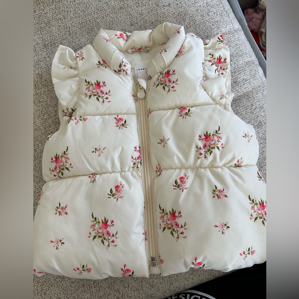 Baby GAP Floral Puffer Vest with Ruffle